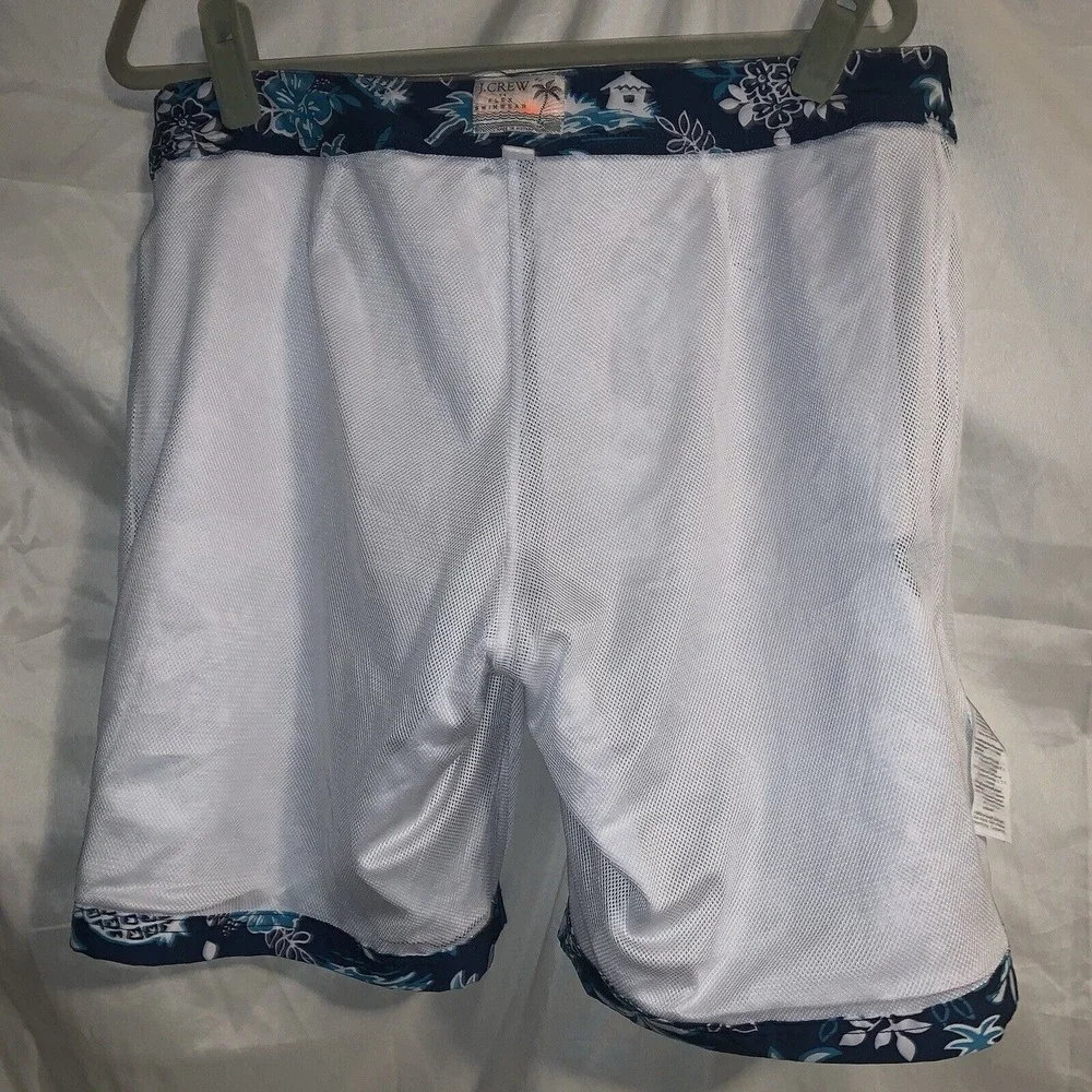 J Crew Swim‎ Trunks Mens Size 34 Blue Pineapple Palms Hawaiian Lined Flex Beach